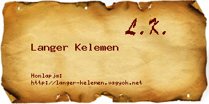 Langer Kelemen névjegykártya